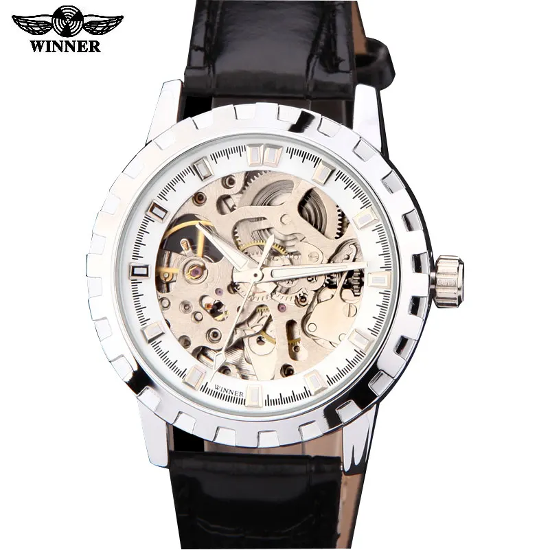 watches men luxury brand winner sports skeleton automatic mechanical wristwatches leather strap relogio masculino