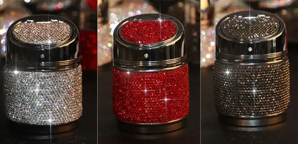 

Universal Luxury Diamond Car Ashtray Pink White Gold Color Crystal Shiny Auto Ashtray