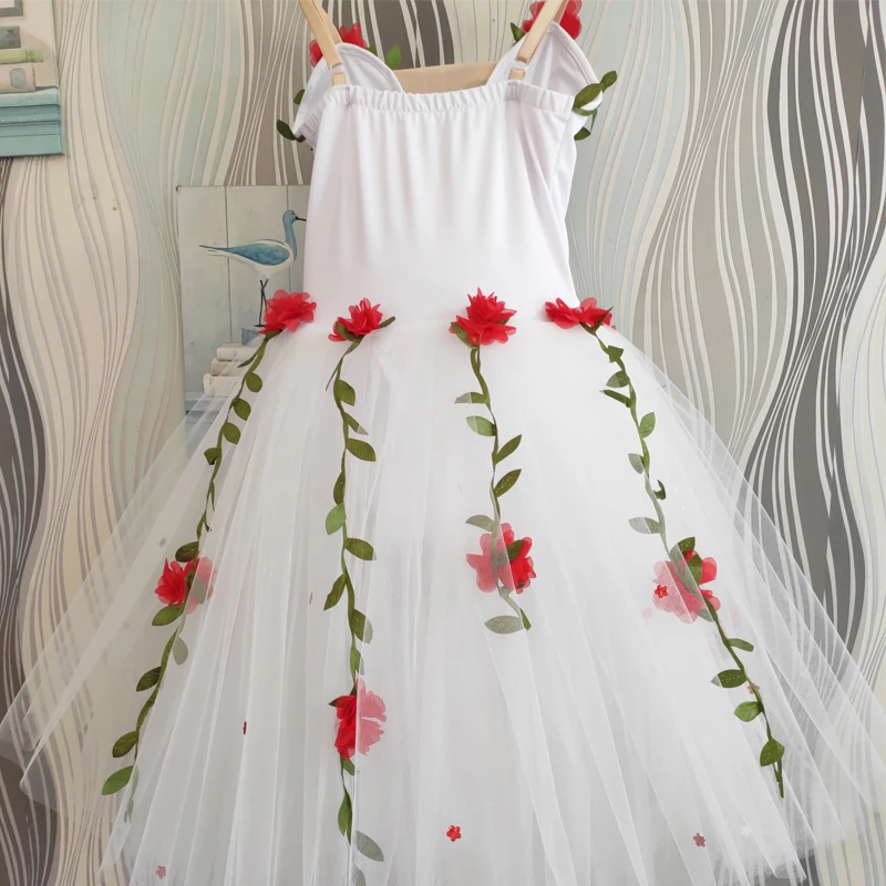 Robe de Ballet Professionnelle pour Fille, Tutu à Fleurs Blanches, Costume de brevpour Enfant