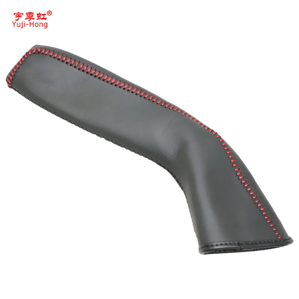 Yuji-Hong Car Handbrake Covers Case for Mazda 3 2006~2010 Genuine Leather Handbrake Cover Grips Black/Red thread