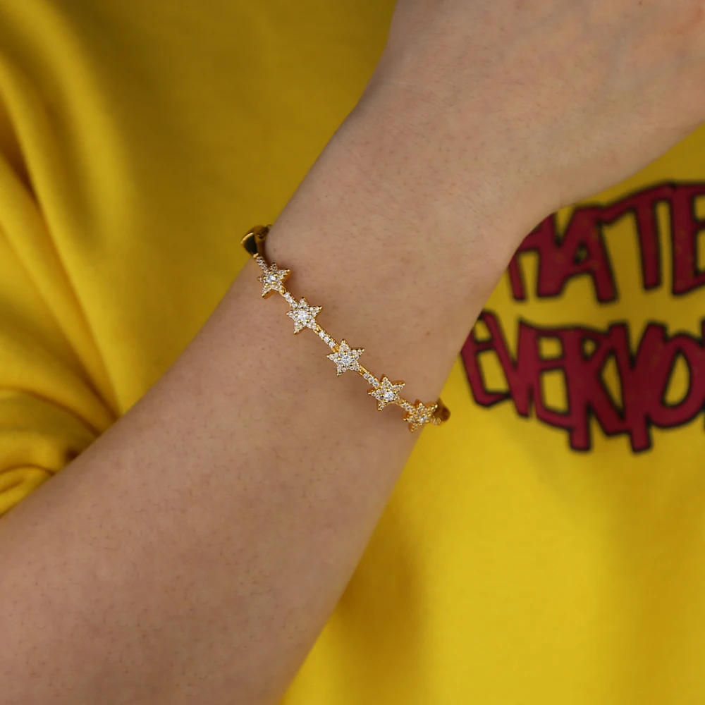 17-19cm Elegant Chain Bracelet Silver Color Beads Stars Charm Bracelet For Women bangle Chain Bracelet Jewelry Gift