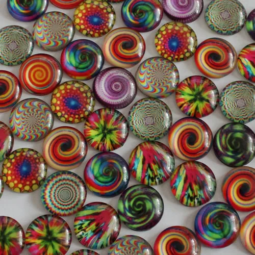 8mm 10mm 12mm 14mm 16mm 18mm 20mm 25mm 30mm Random Mixed Kaleidoscope Round Pattern Glass Cabochons DIY Making Accessories