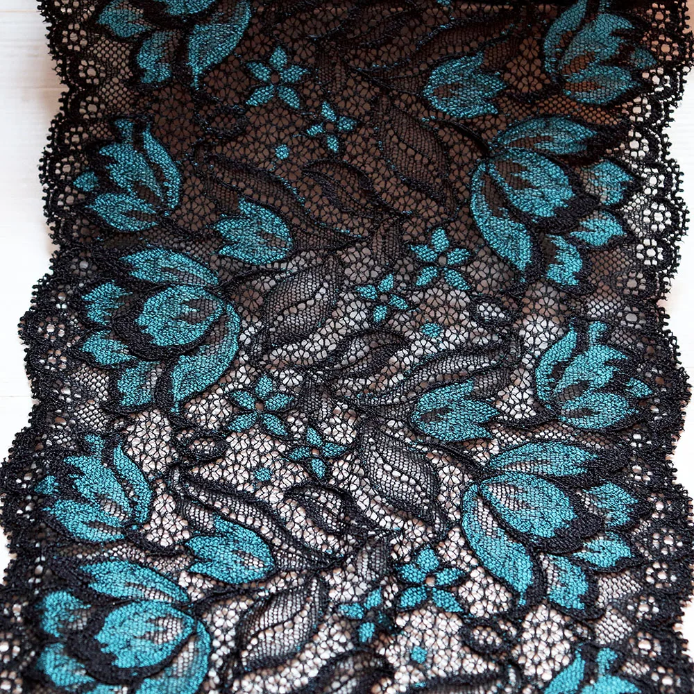 16cm Wide Apparel Lace Accessories Black Blue Elastic Stretch Lace Applique Trim Ribbon Sewing Fabrics Underwear Garment Clothes