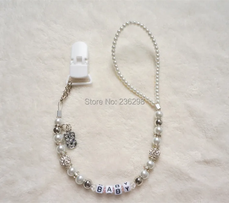 MIYOCAR Personalised -Any name Customized Bling rhinestone pacifier clips/soother chain holder Dummy clip/Teethers clip for baby