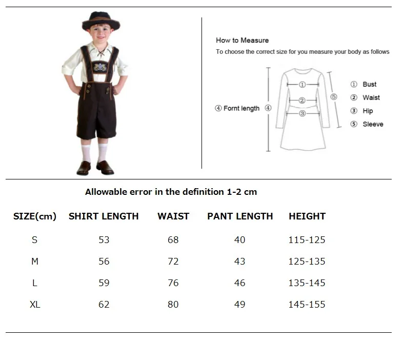 Kindjongen Germany Oktoberfest Kostuum Shirt Lederhosen Hoed Outfit Bierfeest Bavariaan Carnaval Bier Parety Halloween Verkleedkleding