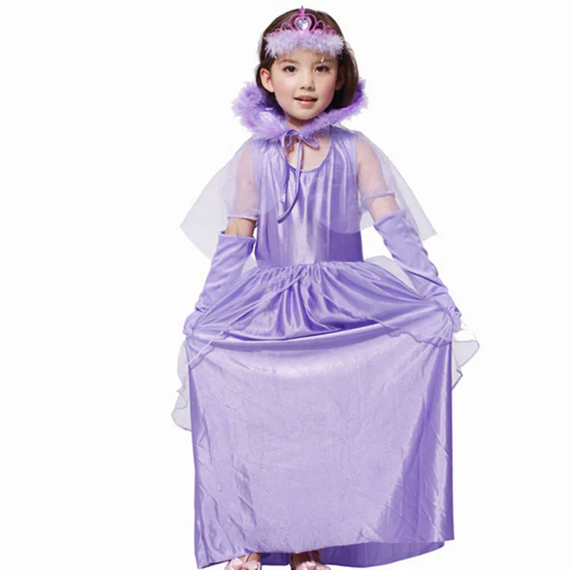 Paarse kleur kinderen meisjes bloemenmeisje prinses kostuum nieuwjaar Kerstmis Halloween carnaval cosplay kleding kinderen fancy dress