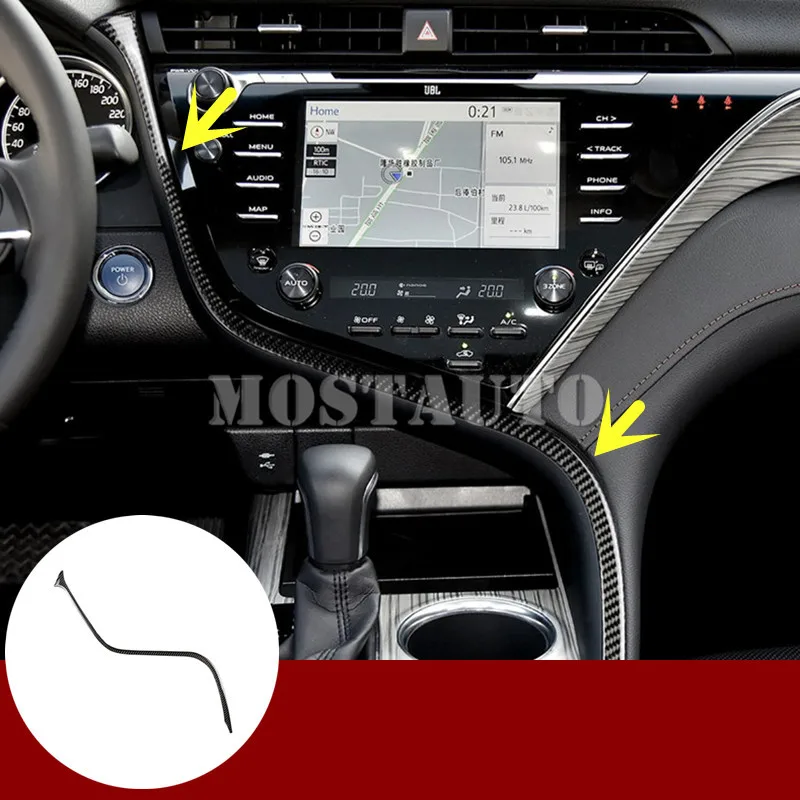 

Внутренняя центральная консоль из углеродного волокна для Toyota Camry молдинговая отделка 2018-2021 1 шт.