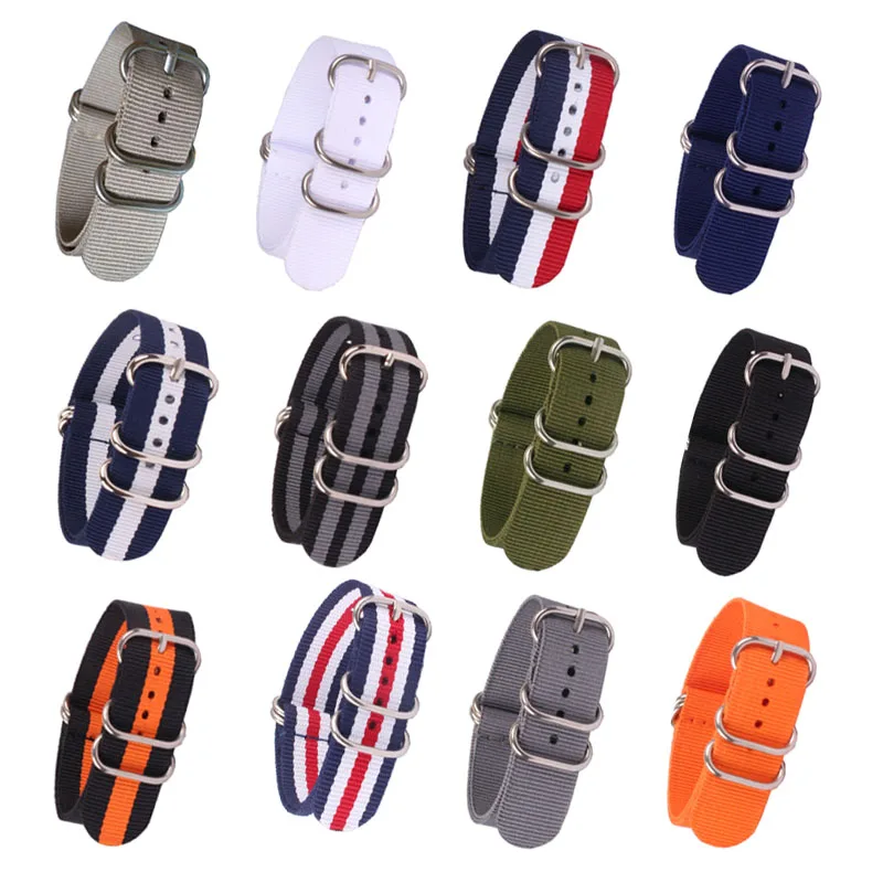 (Acquista 2 pezzi ottieni il 10% di sconto) 16/18/20/22/24mm Cambo Stripe Woven Ring Buckle cinturini per orologi cinturini per orologi da polso