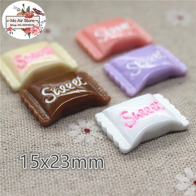 10PCS 16x23mm Resin Flatback Cabochon sweet candy Food  Art Supply Decoration Charm Craft