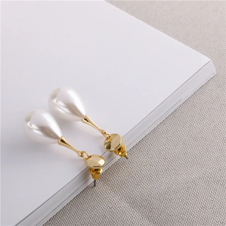 Elegant Waterdrop Simple Pearl Clip On Earrings Charm Pendant Simulated Pearl Geometric No Pierced For Women Wedding jewelry