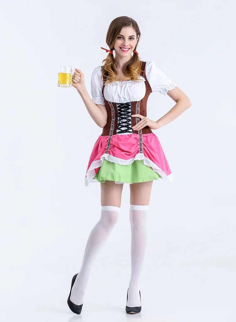 Traditional Beer Wench Costume Dirndl German Bavarian Beer Girl Oktoberfest Costume Dress For Carnival Purim day