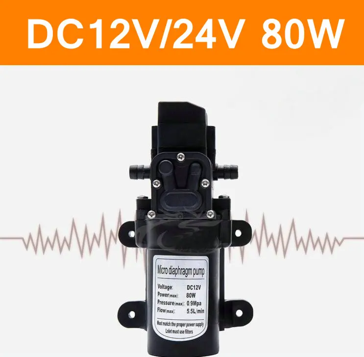 

Mini Electric Water Pump DC12V 24V 80W High Pressure Micro Diaphragm Water Pump Automatic Switch 5.5L/min Intelligent Irrigation