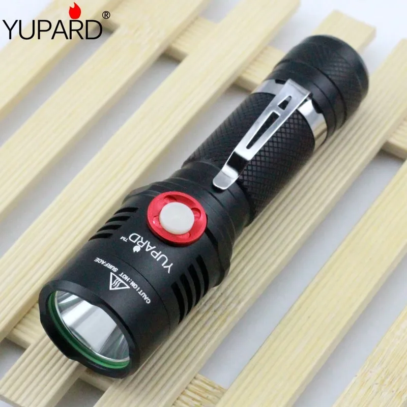 YUPARD XM-L2 T6 LED 18650 rechargeable battery Stepless Dimming flashlight torch usb charging  camping fishing outdoor lamp