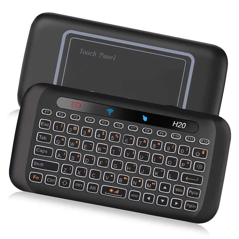 2.4Ghz Mini Wireless Keyboard With Touchpad Mouse Combo 7 Color Adjust Auto-Rotation Touch Panel Handheld Remote Control Mouse