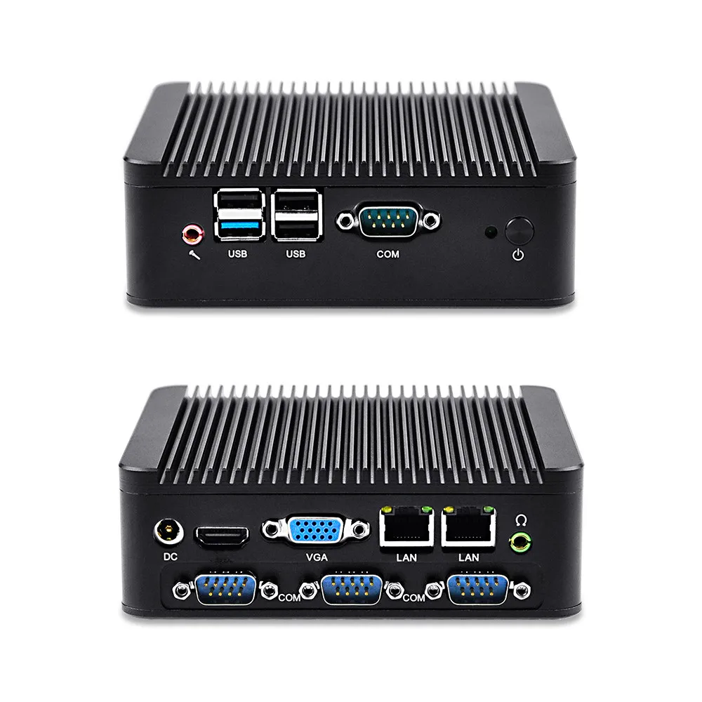 Qotom-Mini Pc sin ventilador OEM/ODM, Q192P/Q190P, con Celeron N2920/J1900 a bordo, 1080P, 4 puertos serie, doble Lan, reproductor Multimedia