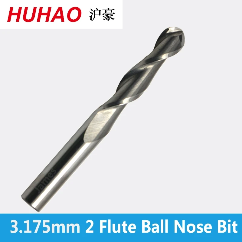 1pc 3.175mm SHK BALLNOSE Two Flutes Spiral End Mills round bottomed Double Flutes Milling Cutter Spiral PVC Cutter