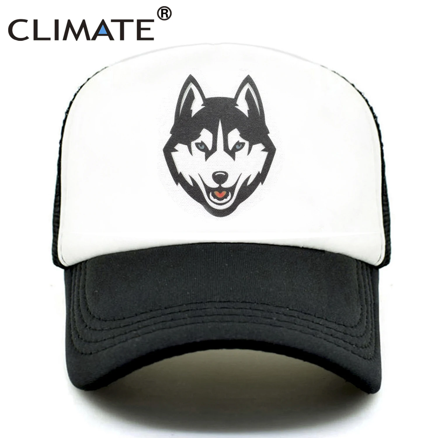 CLIMATE Men Wolf Trucker Caps Wolves Totem Hat Cap Men Cool Huskie Baseball Cap Hip Hop Summer Mesh Trucker Cap Hat for Men Man