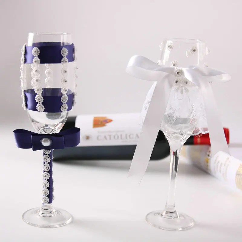 2pcs/lot wedding toasting glasses wedding champagne glasses for wedding party decoration