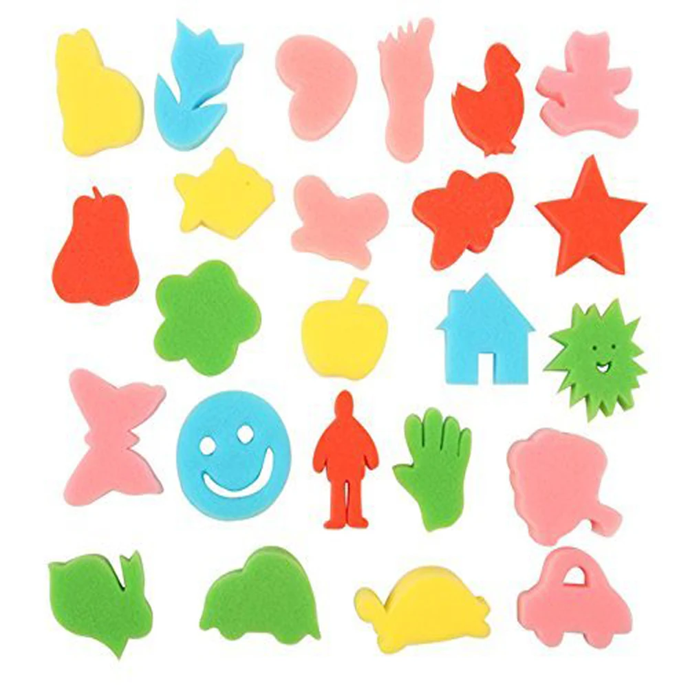 XRHYY Artist Studio 24 Extra Thick Sponges In A Variety Of Shapes And Sizes Of Sponge Painting Fun For School & Children