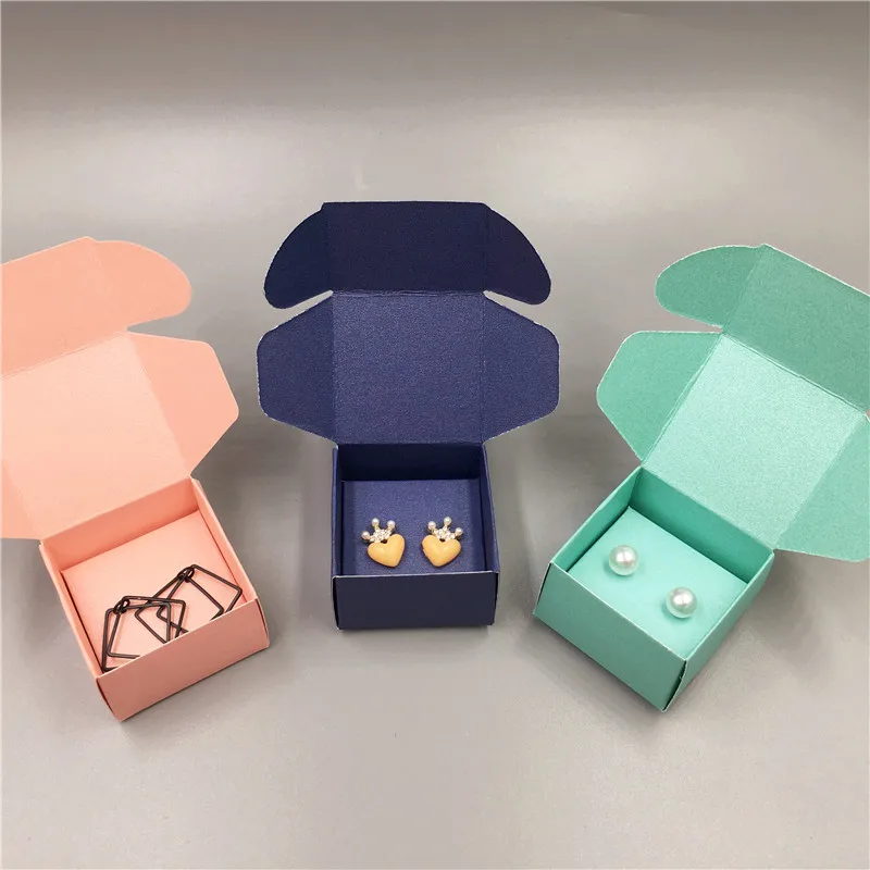 

4x4x2.5cm 50Sets Multi Color Aircraft Shape Jewelry Boxes for Earrings Displays Packaging Cases 50Pcs Box+50Pcs Jewelry Cards