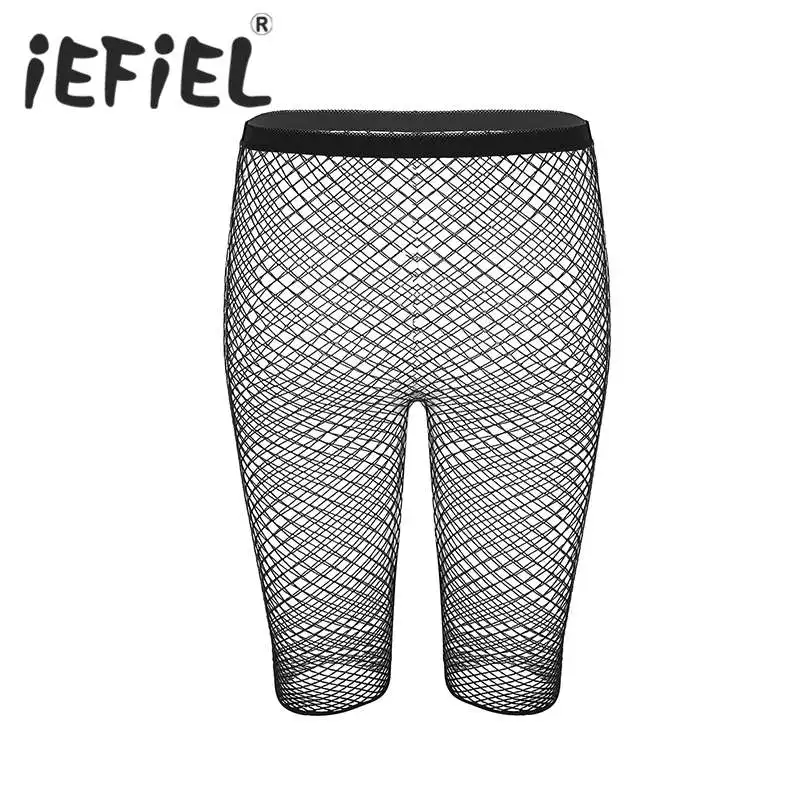 

Sexy Women Adults Fishnet Mesh See Through High Waisted Knee Length Legging Half Pants for Legging Pants Nightwear