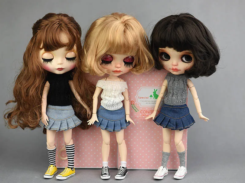 Blue Jeans Skirt Casual Wear Clothes For Blythe Doll Kids Toy A-line Skirt For Blyth Licca Doll Clothes 1/6 Doll Accessories