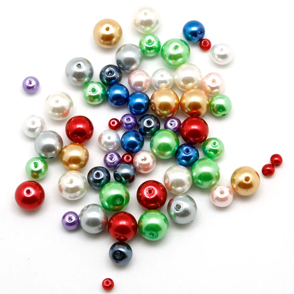 Wholesale Painted Colors 4mm 6mm 8mm 10mm Round Shape Imitation Glass Pearl Beads for Jewelry Findings Choker Necklace Craft DIY