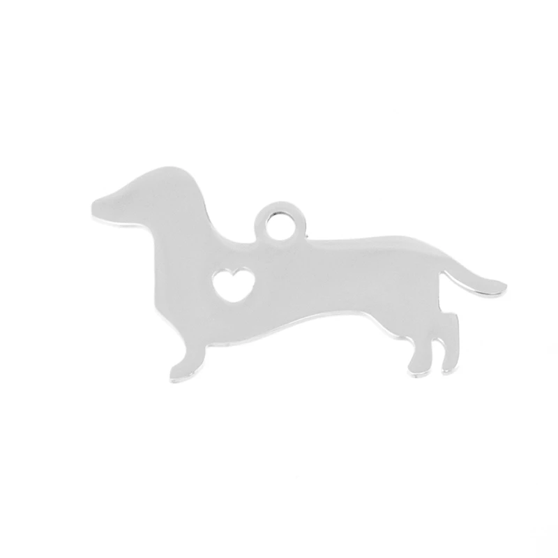 

Love my Dog Dachshunddog Stainless steel Pendant heart puppy pet ID blank dog tag for print Mirror polish