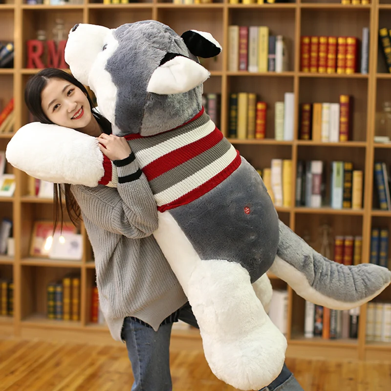 Dorimytrader Cute Fat Husky Plush Toy Giant Stuffed Animals Dog Doll Pillow for Children Adults Gift Deco 67inch 170cm DY50494