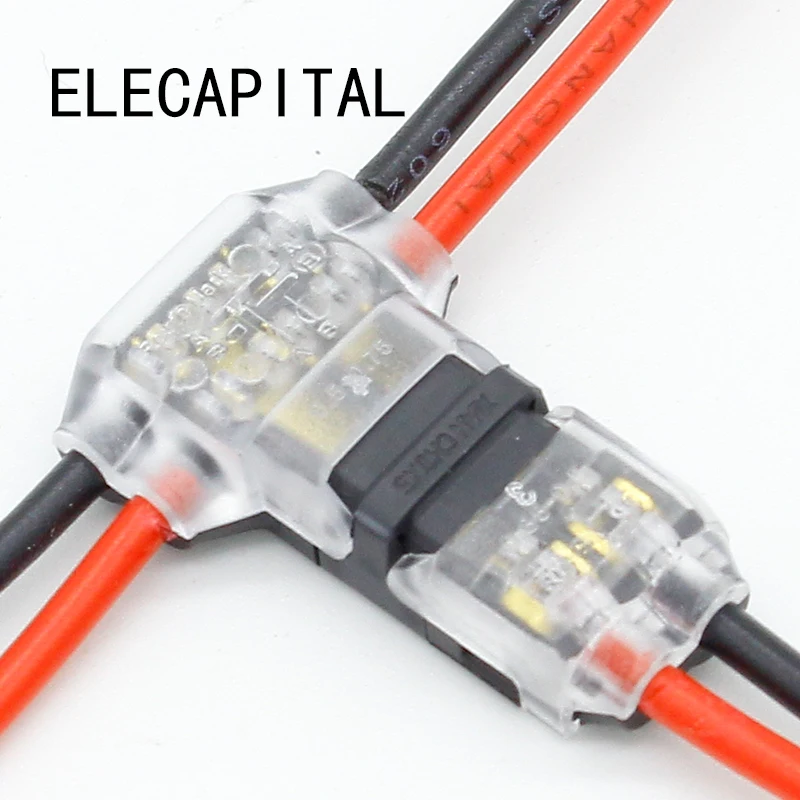 5Pcs/lot 2 Pin 2 Way 300v 10a Universal Compact Wire Wiring Connector T SHAPE Conductor Terminal Block With Lever AWG 18-24