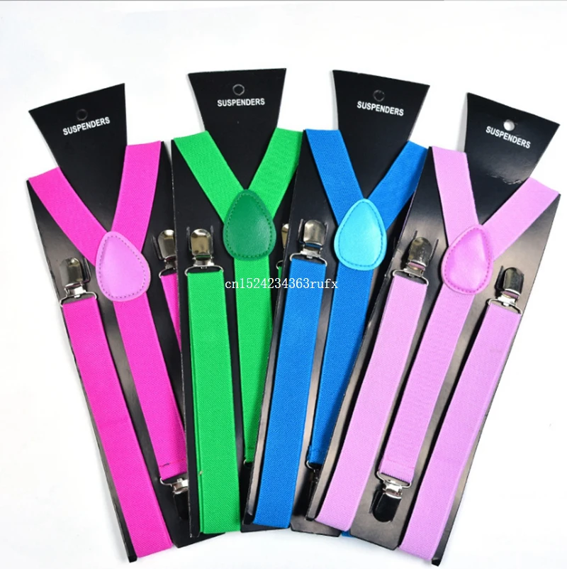 100pcs Y-back Suspender Unisex Adjustable Clip-on Braces Elastic Suspenders for Wedding Party Decoration Wholesale