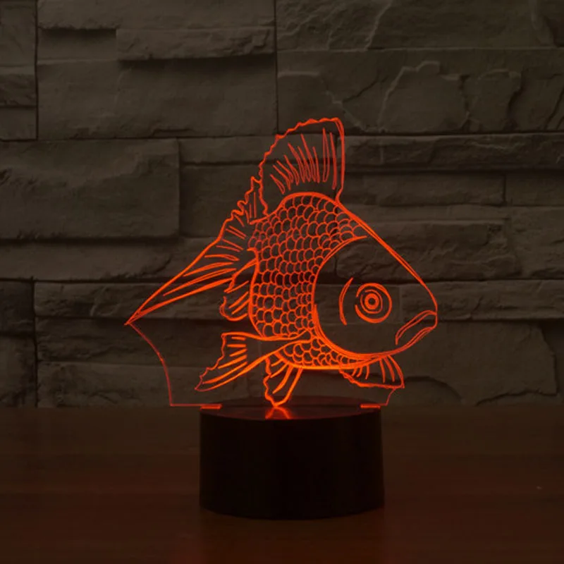 

Modern 3D GoldFish Led Night Lights Usb Led Table Lamps 7 Colour Changing Amazing 3D Illusion GoldFish Lamps For Gift