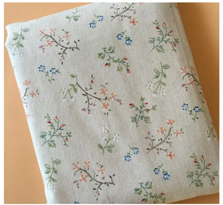 Hot Sale 100*150cm Width Printed Flower Sewing Upholstery Cotton Linen Blend Linen Fabric