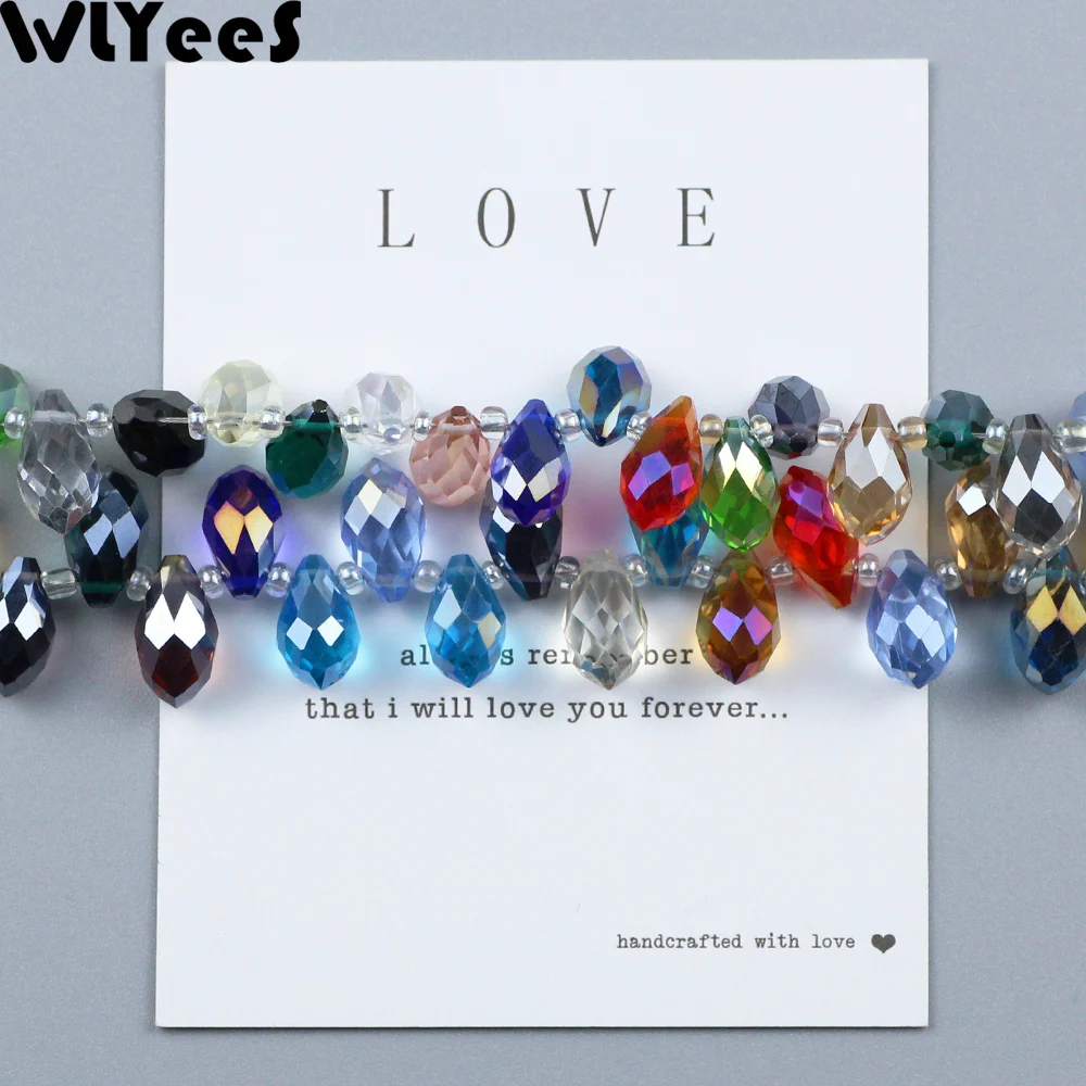 WLYeeS 30pcs AB color Austrian Water droplets crystal beads 8*13mm Large size Glass Loose beads for Jewelry Necklace Making DIY