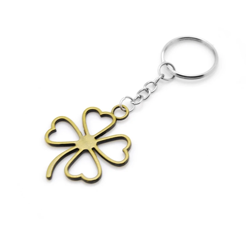 Original Lucky Four Leaves Clover Key Chains New Fashion Bag Buckle Pendant For Car Keyrings KeyChains Women Jewelry Men Gift