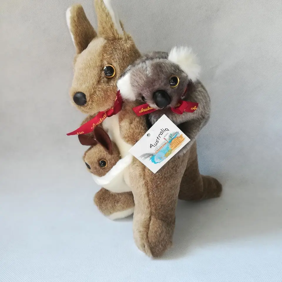 high quality lovely kangaroo 28cm plush toy with baby, also taking koala on back, christmas gift d2023