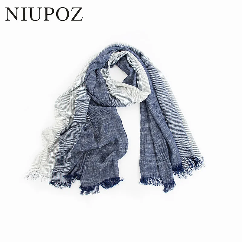 Wholesale Brand Winter Cotton Scarf Women Warm Soft Tassel Bufandas Gradient Striped Unisex Long Shawl&Wrap M193