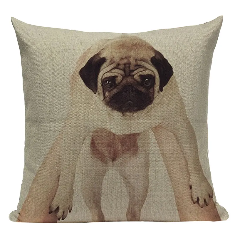 Pug animal decor cushion cover Car Home decorative pillows Lovely Pug  45Cmx45Cm Square throw pillows Dropshipping cushion