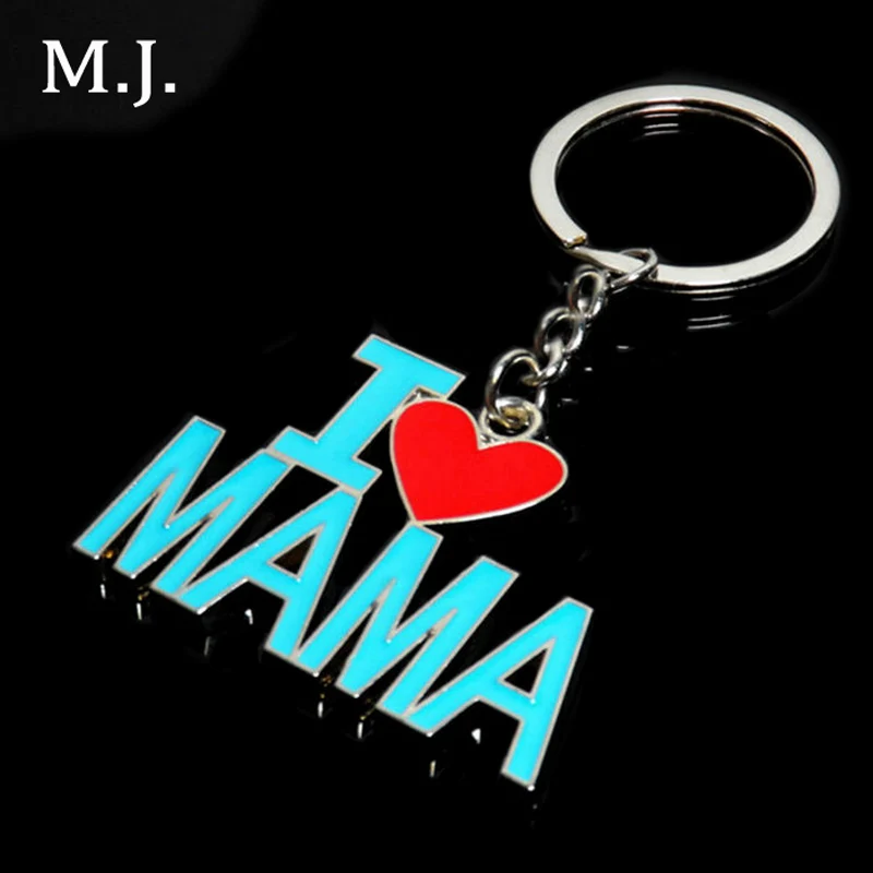 Novelty I Love Mama Heart Keychains For Women I Love PAPA Key Chain Ring Bag Car Trinket Key Holder Mother's Day Gift Souvenirs