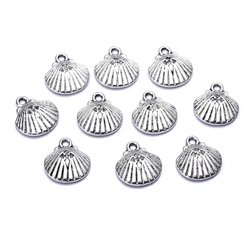 20pcs/lot new arrival zinc alloy antique silver plated sea shell charm pendants for Bracelet Necklace DIY Jewelry Making