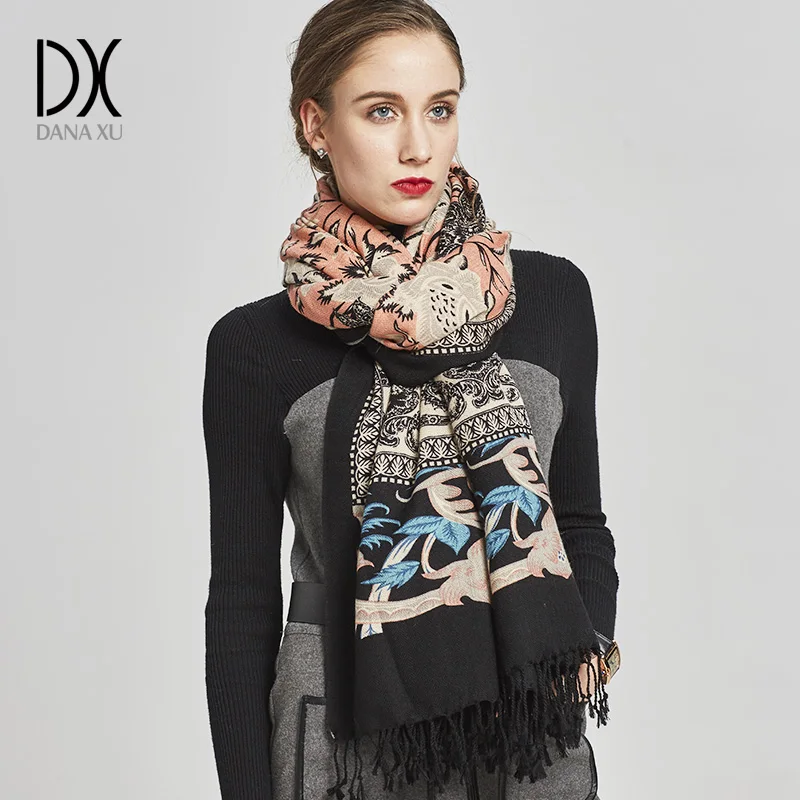 Fashion Scarves and Shawls Women Luxury Brand Large Pashmina Warm Wool Winter Poncho Blanket Shawl Cashmere Hijabs Wrap 2017