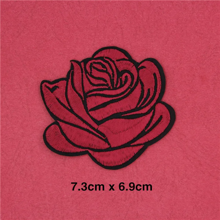 Hole Repair Red Black Rose Flower Embroidery Patches for Clothing Iron on Clothes Peony Appliques Dress Badge Stripe Sticker Diy