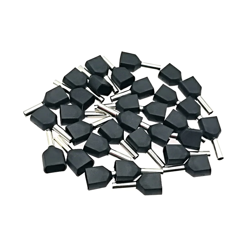50/20pcs Dual Wire Tube Ferrule Insulated Crimp Terminals TE0508~TE16-14 Electric Double Line Terminales Connector Cable 22-8AWG
