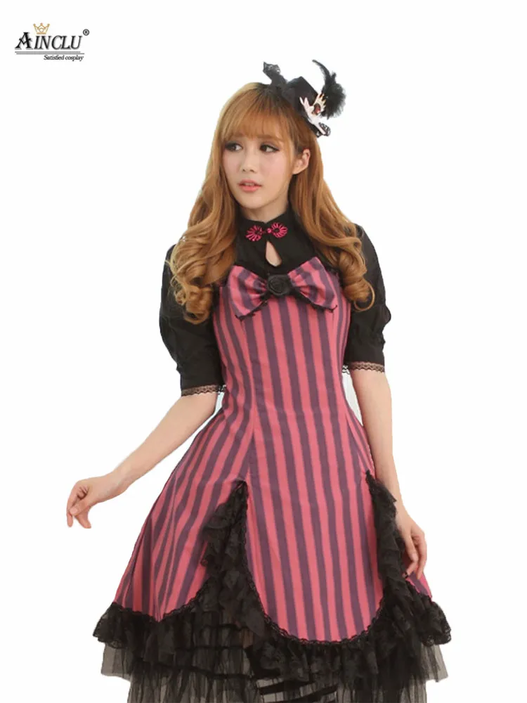 

Ainclu Women's Fuchsia Petal Polyester Slim Ladylike Princess Lolita Dress