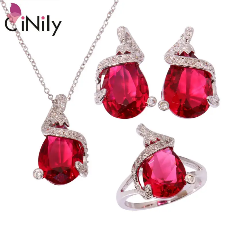 

Garnet Blue Zircon Cubic Zirconia Silver Plated Wholesale For Women Jewelry Necklace Pendant Earrings Ring Jewelry Set NT218-20
