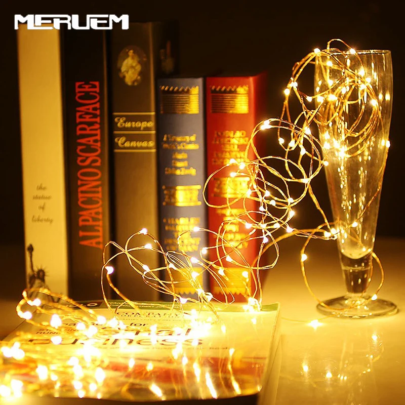 LED String Light 1M/ 2M 20 LED Battery Operated Copper Wire String Lights for Xmas Garland Party