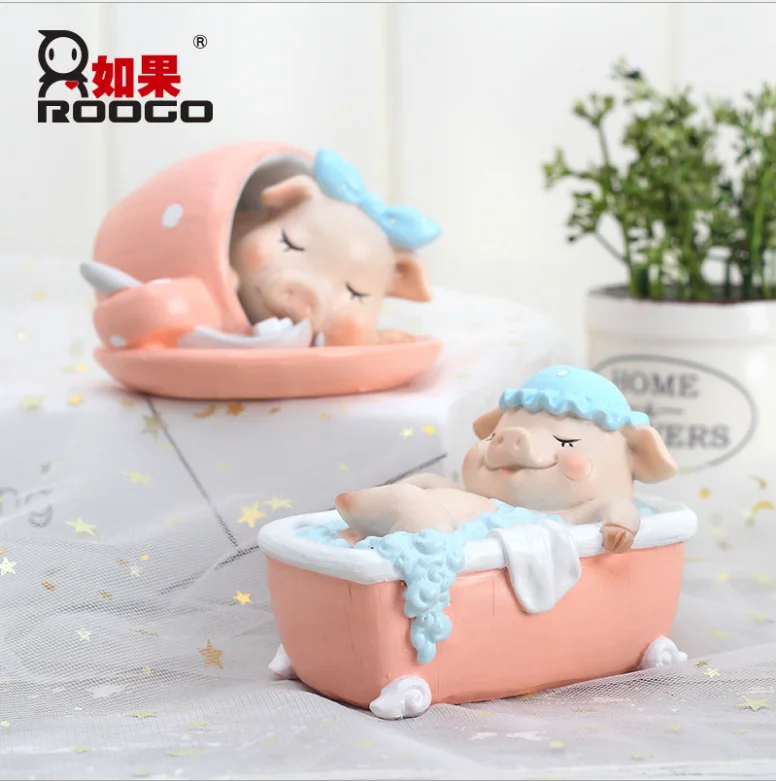 Animal pig resin Miniature Figurines Decoration maison fairy garden desktop home decor accessories figure Toys gift for Children