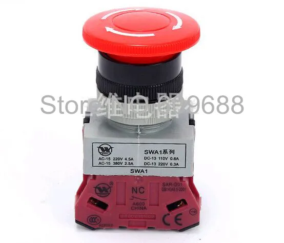 

AVW401FR Push Button Switch Mushroom Head Push-lock Turn-reset Type