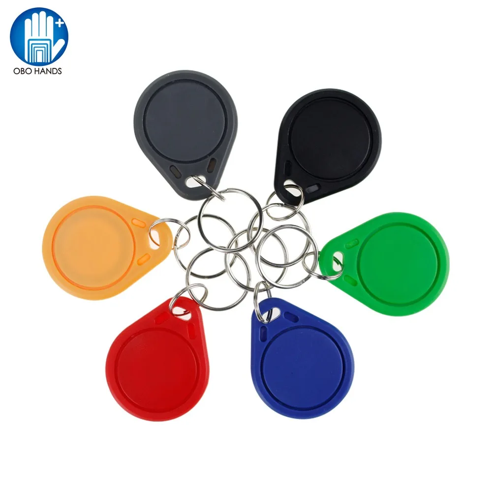 (Pack of 10pcs)RFID Keychains 13.56 MHz NFC Tag Token Key Ring IC Tags M1 S50 Compatible RFID Keyfobs Card Multi Color Read Only