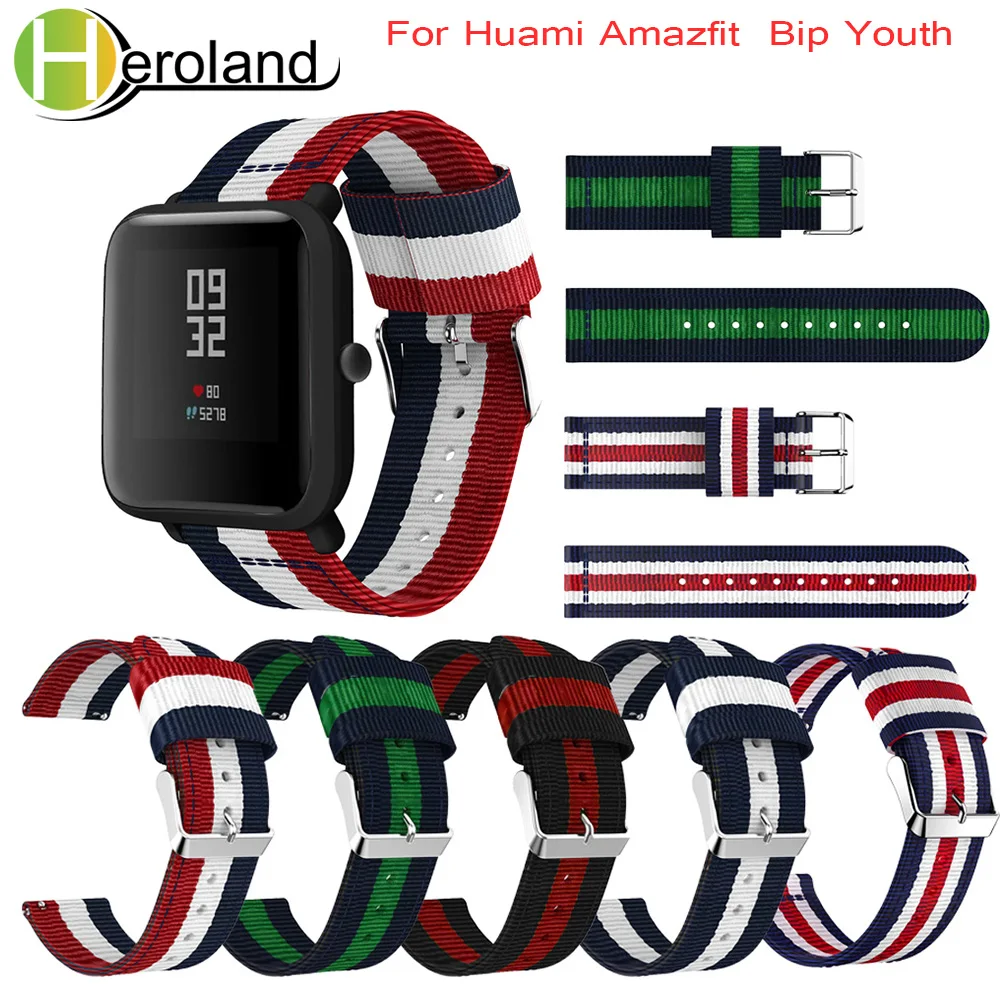 

20mm WatchBand Strap For Huami Amazfit Bip Youth Wristband For Amazfit Bip S Lite / BIP U Accessories Bracelet Nylon Wriststrap